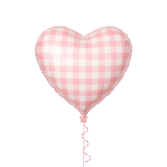 Pink white checkered Heart Balloons