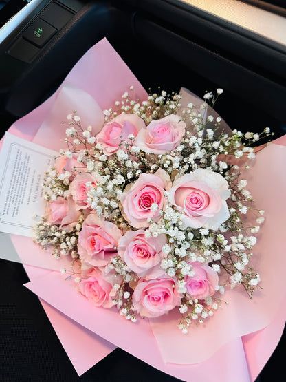 Order the Beautiful Rose Bouquet today and surprise someone with the perfect combination of roses and baby’s breath. Same-day delivery available to make your special moments even more memorable!